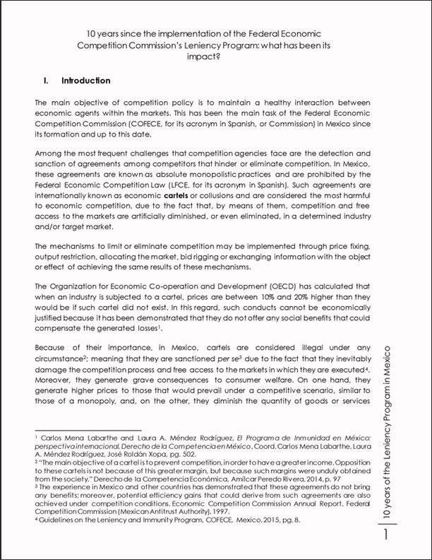 10 years since the implementation of the Federal Economic Competition Commission’s Leniency Program: what has been its impact?