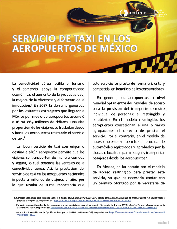 Servicio de taxi en los aeropuertos de México