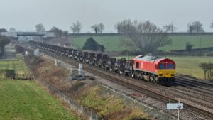 Tadcaster,Uk,Feb,22,2019,Freight,Train,Loaded,With,Steel