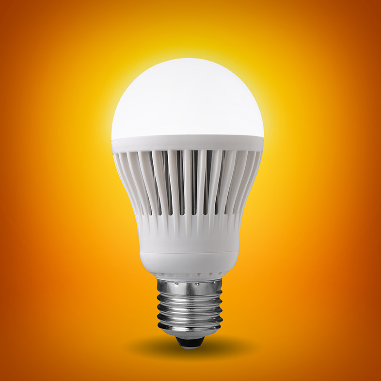 Idea concept with glowing led bulb