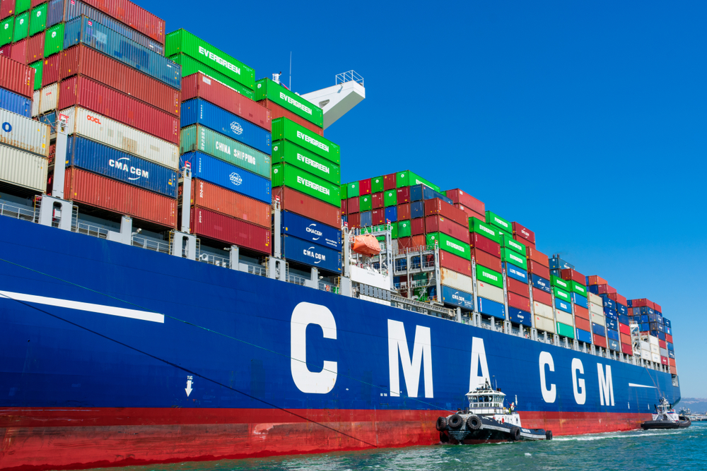 Tugboat,Assists,French,Container,Ship,Cma,Cgm,Out,Of,The