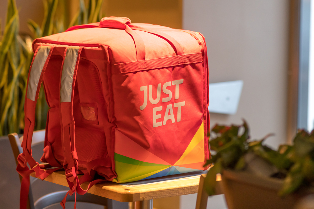 Rome,,Italy,-,January,17,,2021:,Just,Eat,Delivery,Bag. Rome,,Italy,-,January,17,,2021:,Just,Eat,Delivery,Bag.