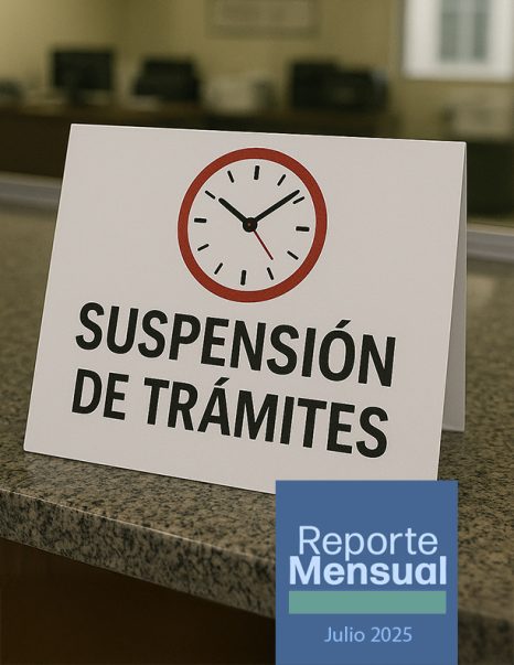 Portada reporte mensual Cofece julio 2025. La Autoridad Investigadora informa de la suspensión de trámites debido a reforma a la LFCE.