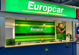 Verona,italy/october,19,2019:,The,Europcar,Counter,In,The,Airport.,Europcar,Mobility