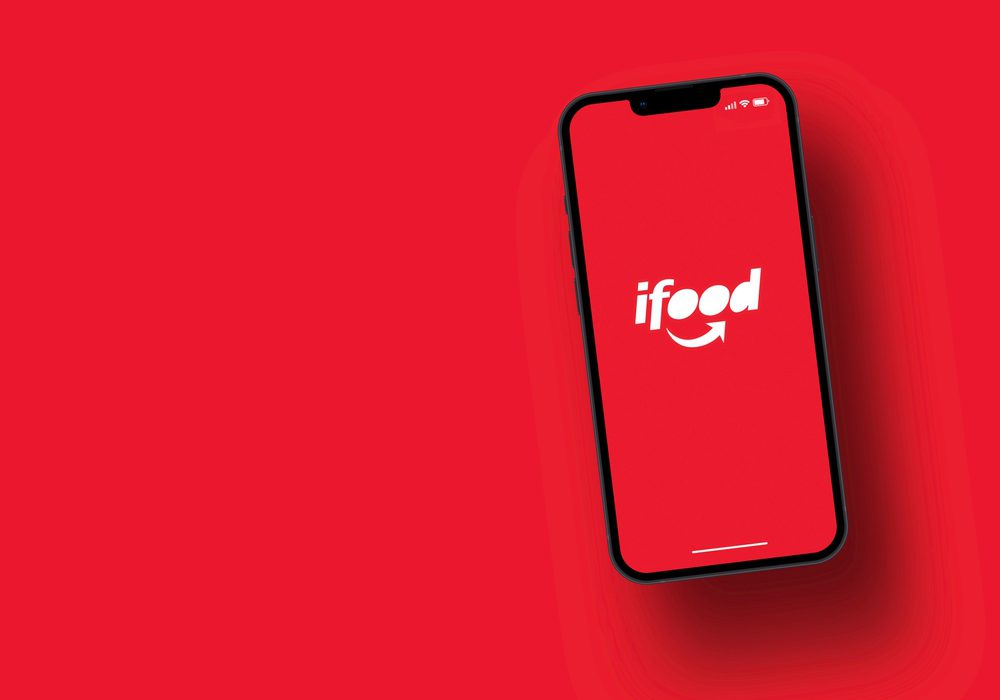 Ifood,App,On,Smartphone,Screen,With,Large,Shadow,Giving,The