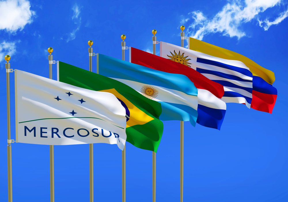 Mercosur,Flag,Silk,Waving,Flags,Mercosur,Brazil,Argentina,Paraguay,Uruguay