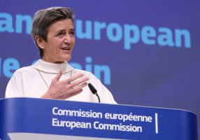 Press,Conference,By,Executive,Vice-president,Of,European,Commission,Margrethe,Vestager